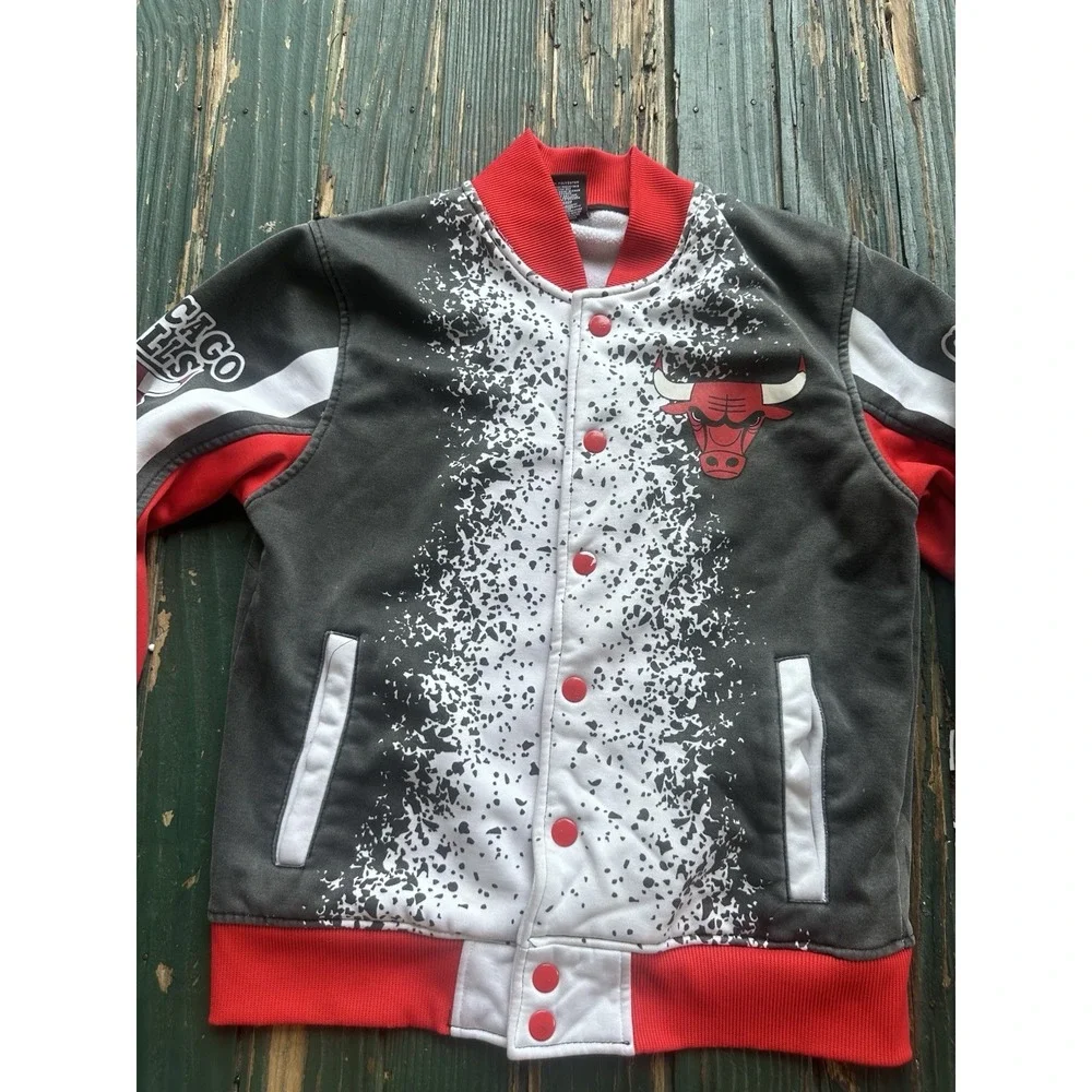 Chicago Bulls All Over Print Multi Color‎  Buttons Jacket NBA Kids 10/12